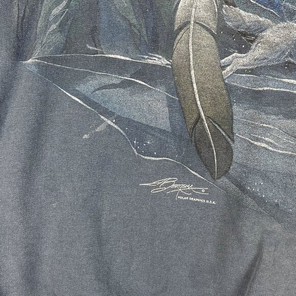 Vintage 90s Gildan Wolves Dreamcatcher Sweatshirt Pullover Crewneck Winter Large - Picture 5 of 10